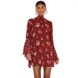 𝅺FREE People Tate Tunic Red Floral Mini Dress Size XS